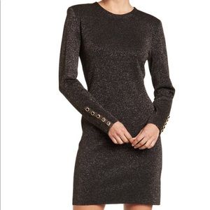 Veronica Beard Sharon Metallic Long Sleeve Sweater Dress